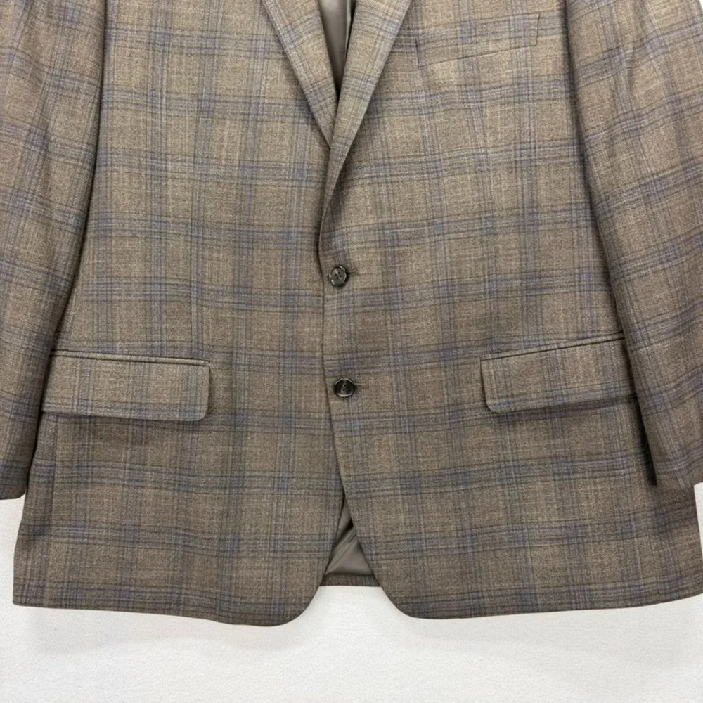 Lauren Ralph Lauren Blazer Jacket Mens 46R Brown Check Formal‎ Black Label Coat